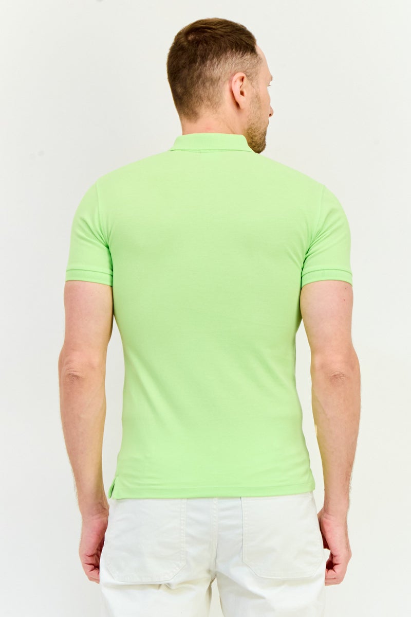 Celio Men Regular Fit Plain Short Sleeves Polo Shirt, Lime Green - Image 2